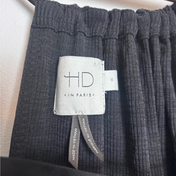 Anthropologie HD in Paris Charcoal Dark Gray Ribbed Jacinta Wide Leg Jumpsuit - Picture 6 of 7